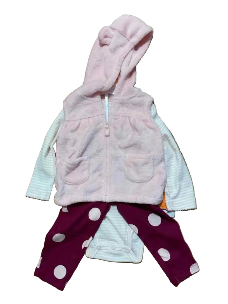 Carters (C) White Pink Infant Size 12 MO Girl's 2PC Casual