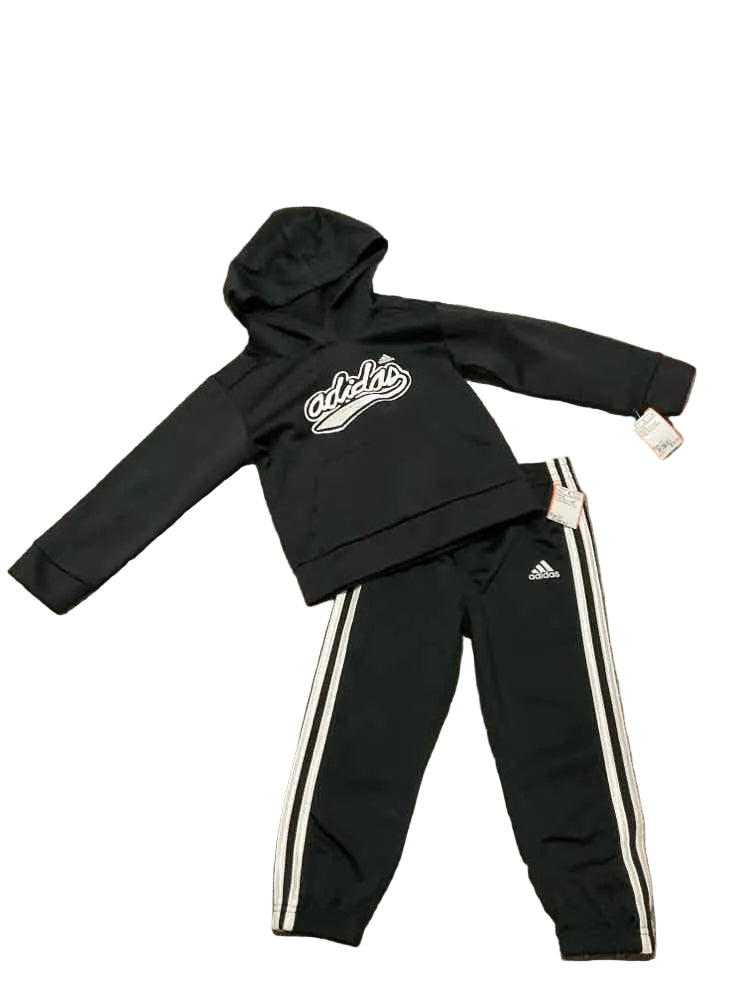 Adidas (B) BLACK WHITE Toddler Size 3T Boy's 2PCAthleticPantSuit