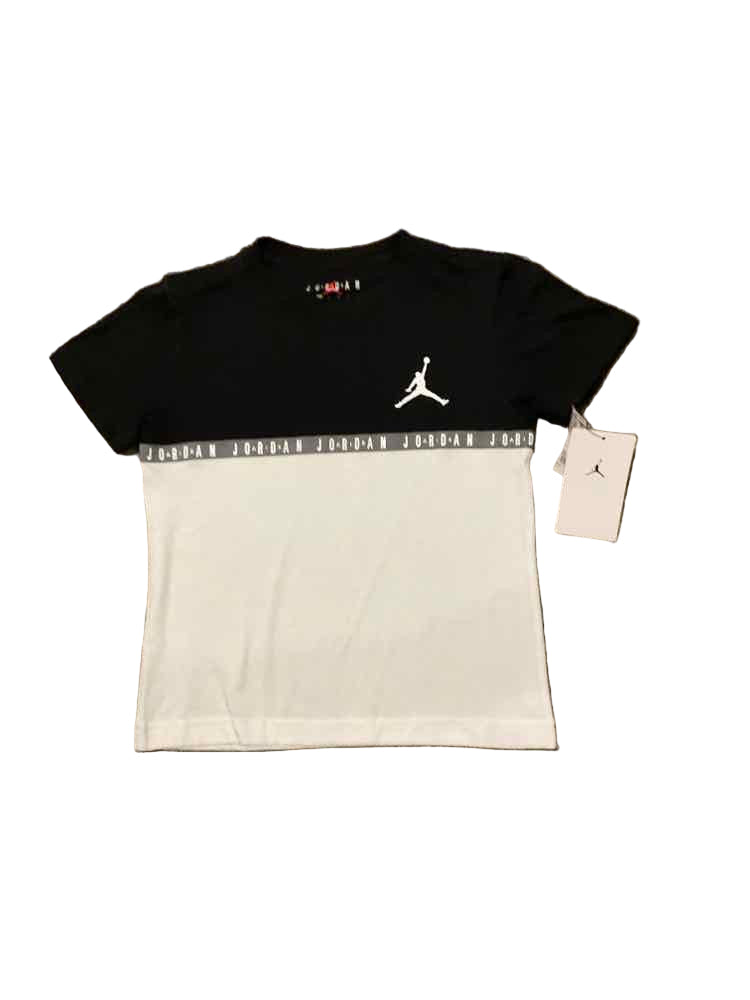 Jordan (B) White Black Youth Size 7 Boy's AthleticTopSS