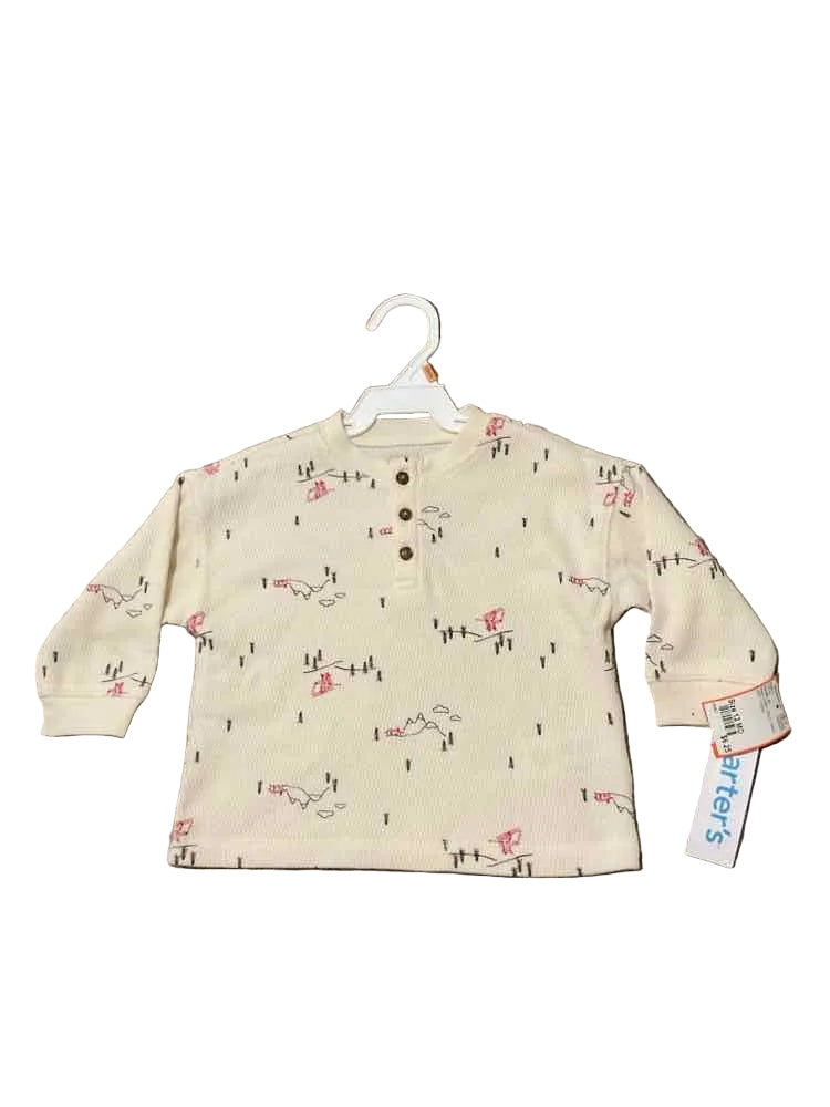 Carters (C) Red Cream Infant Size 12 MO Boy's LSTop
