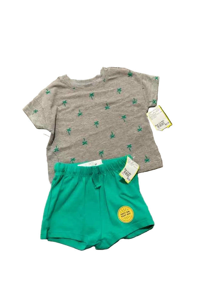 Cat and Jack (D) GRAY GREEN Infant Size 3-6 MO Boy's 2PC Casual