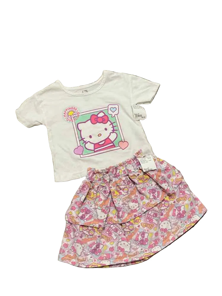 Hello Kitty (D) White Pink Toddler Size 4T Girl's 2PCCasual