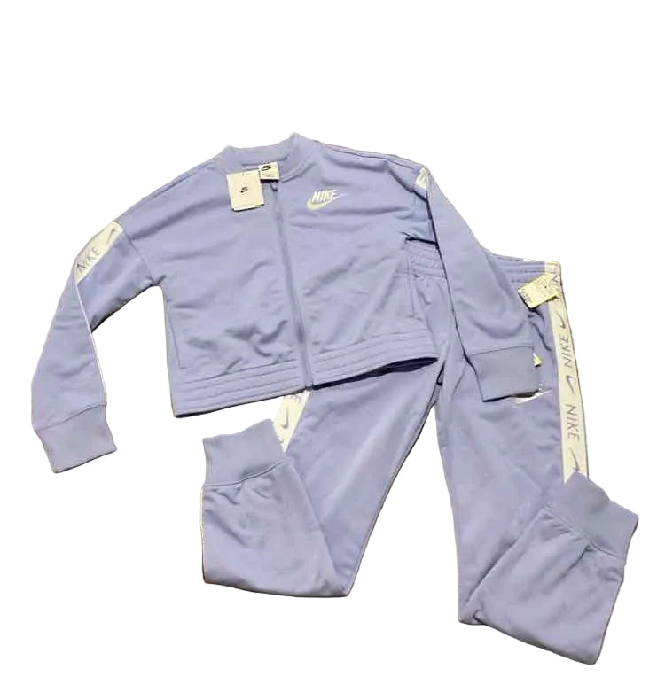 Nike (B) White Purple Youth Size Medium Girl's 2PCAthleticPantSuit