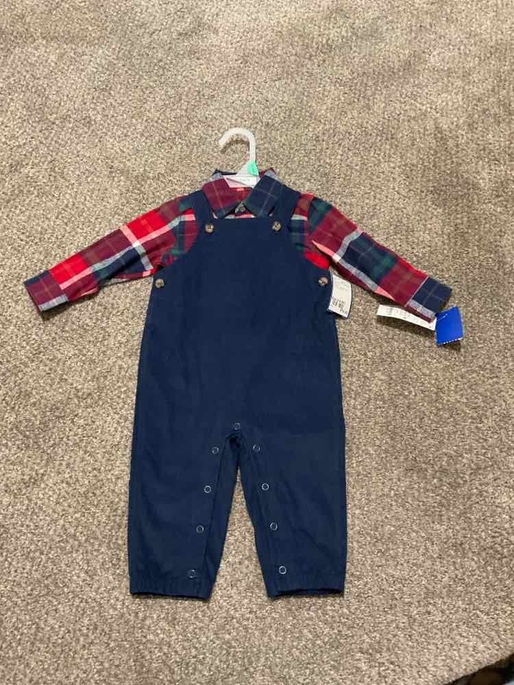 Carters (C) Red Blue Infant Size 6-9 MO Boy's 2PC Overall Pant