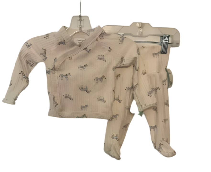 Carters (C) White Blue Infant Size NB 2PC Casual