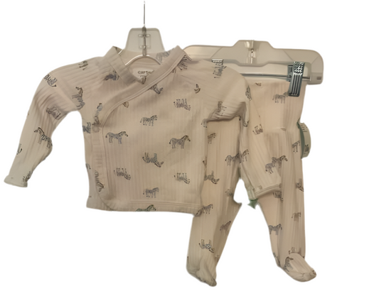 Carters (C) White Blue Infant Size NB 2PC Casual