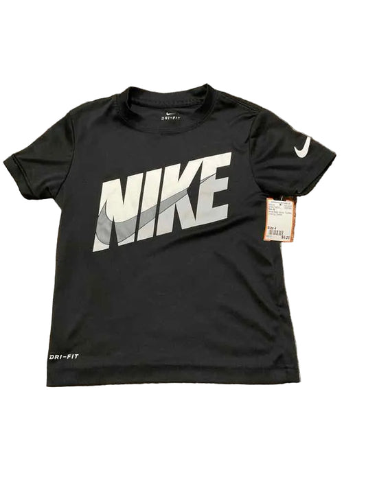 Nike (B) White Black Toddler Size 4 Boy's AthleticTopSS