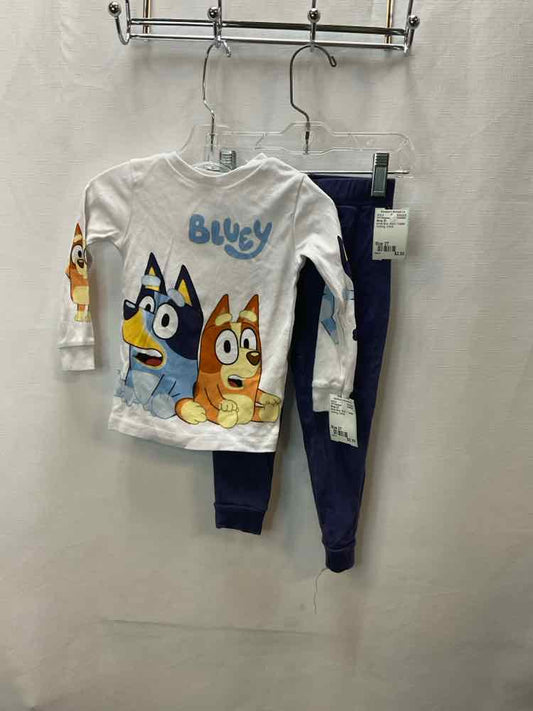Bluey (C) White Blue Toddler Size 3T 2PCSleepwear