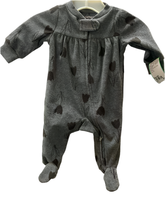 Carters (C) Black Gray Infant Size NB 1PCSleepwear