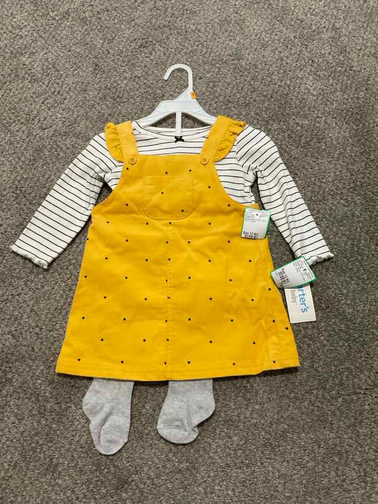 Carters (C) White Yellow Infant Size 12 MO Girl's 3PC Casual