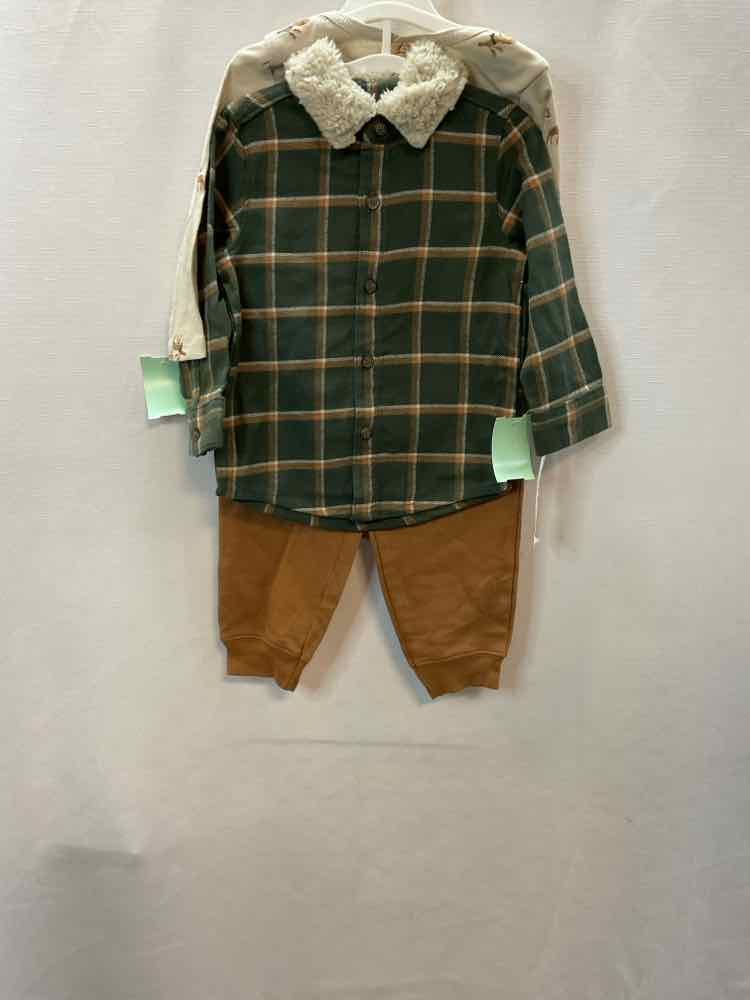 Carters (C) Brown Green Infant Size 18 MO 3PC Casual
