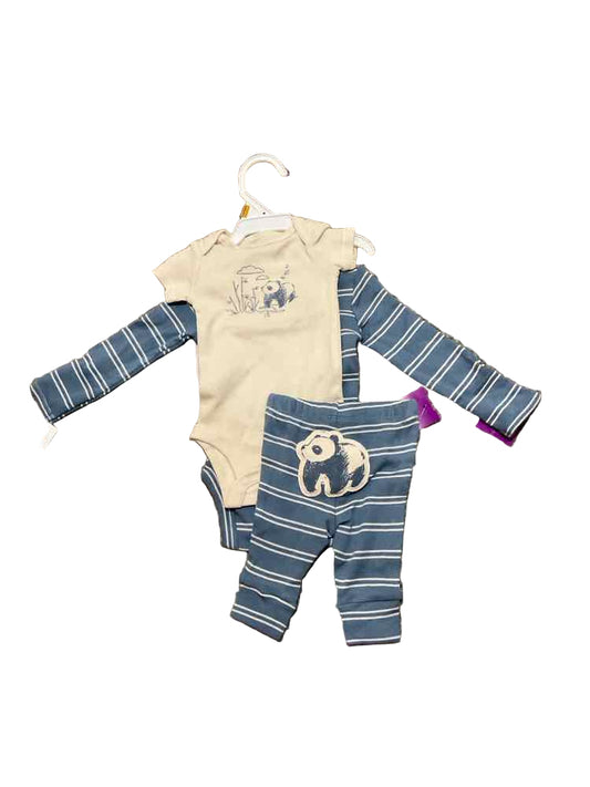 Carters (C) White Blue Infant Size NB Boy's 3PC Casual