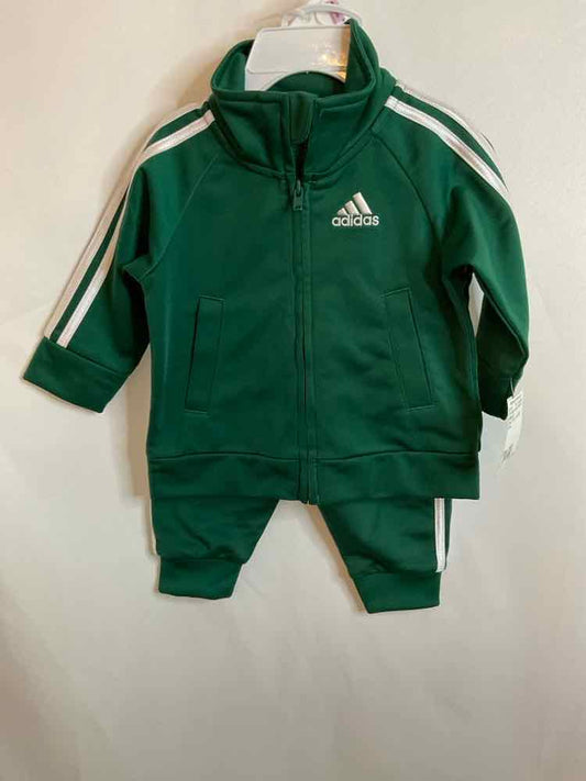 Adidas (B) Green Infant Size 3 MO 2PC Athletic Pant Suit