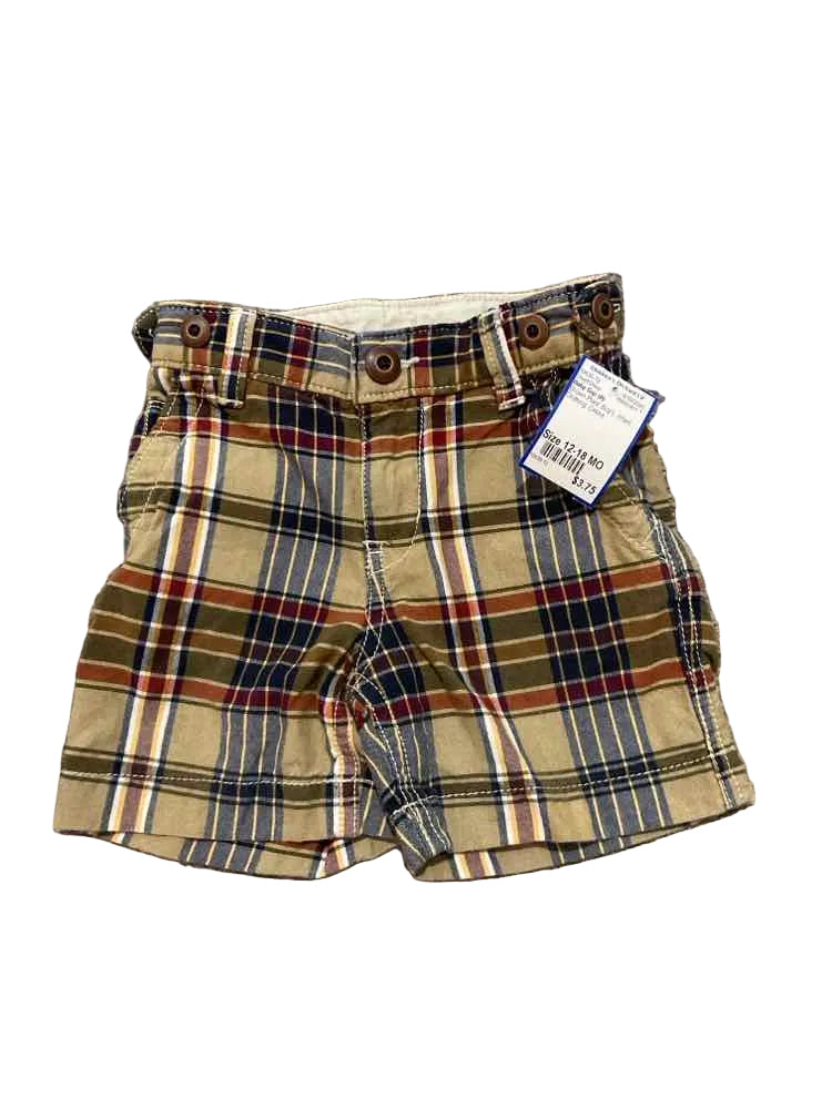 Baby Gap (B) Brown Plaid Infant Size 12-18 MO Boy's ShortChino