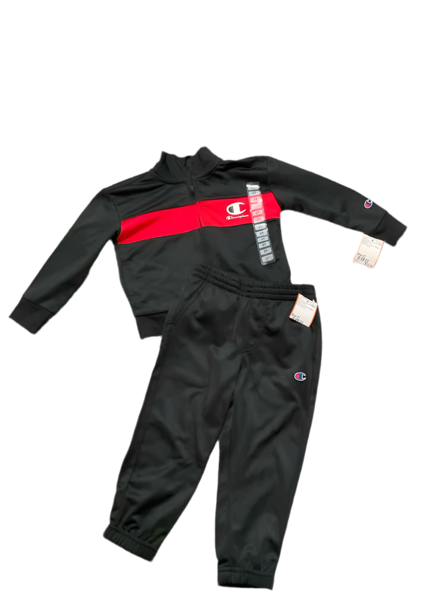 Champion (C) Red Black Toddler Size 2T Boy's 2PCAthleticPantSuit
