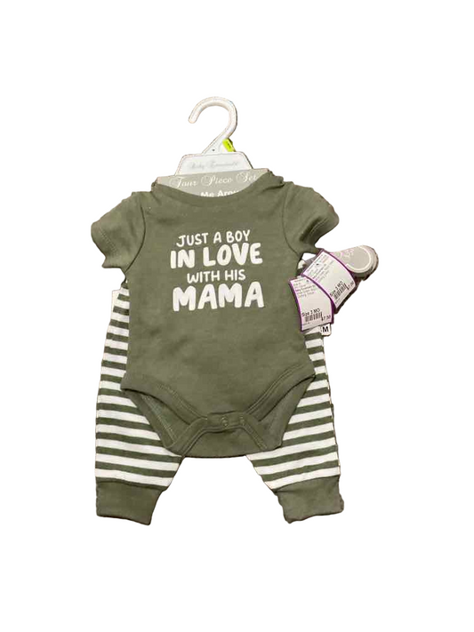 Baby Essentials (D) White Green Infant Size 3 MO Boy's 3PC Casual