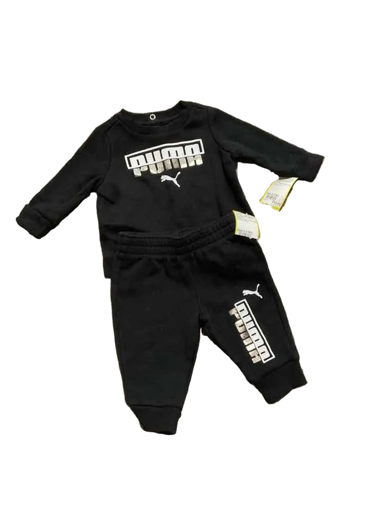 Puma (B) BLACK WHITE Infant Size 0-3 MO Boy's 2PC Athletic Pant Suit