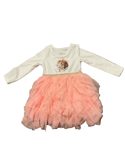 Disney (B) White Orange Toddler Size 2T Girl's PartyDress