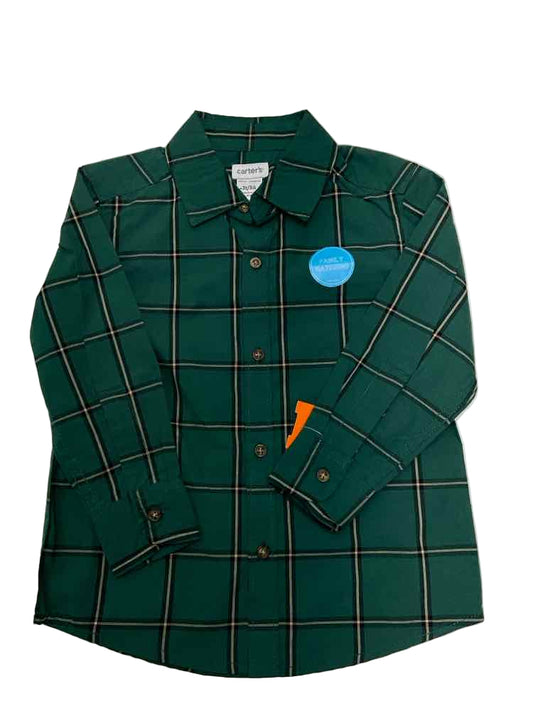 Carters (C) Green Plaid Toddler Size 3T Boy's ButtondownLS