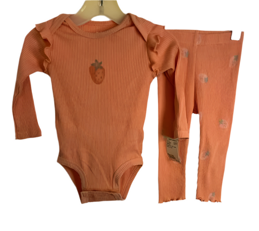 Pekkle (D) Orange Pink Infant Size 9 MO 2PC Casual