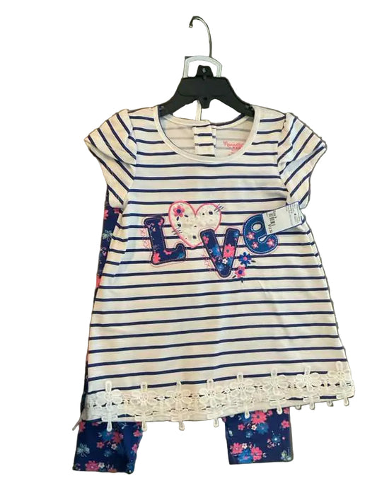 Nannette (C) White Blue Youth Size 6 Girl's 2PCCasual