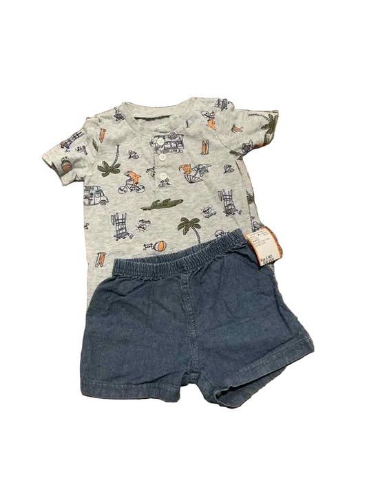 Carters (C) Blue Gray Infant Size 6 MO Boy's 2PC Casual