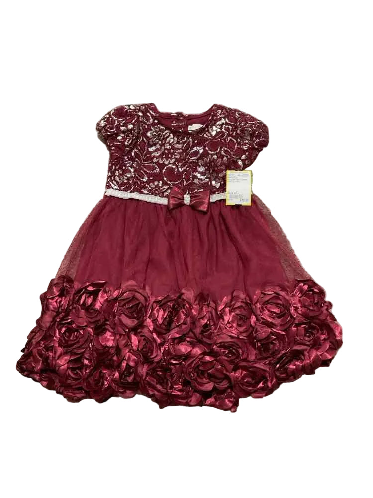 Nannette (C) Burgundy Toddler Size 4T Girl's PartyDress