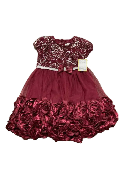 Nannette (C) Burgundy Toddler Size 4T Girl's PartyDress