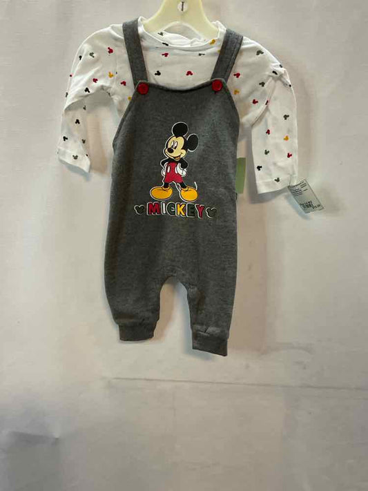 Disney Babies (C) White Gray Infant Size 3-6 MO 2PC Overall Pant