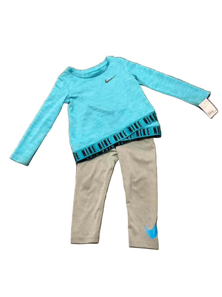 Nike (B) Blue Gray Toddler Size 2 Girl's 2PCAthleticPantSuit