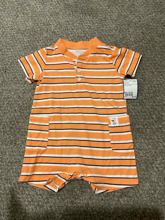Carters (C) White Orange Infant Size 12 MO Boy's 1PC Casual