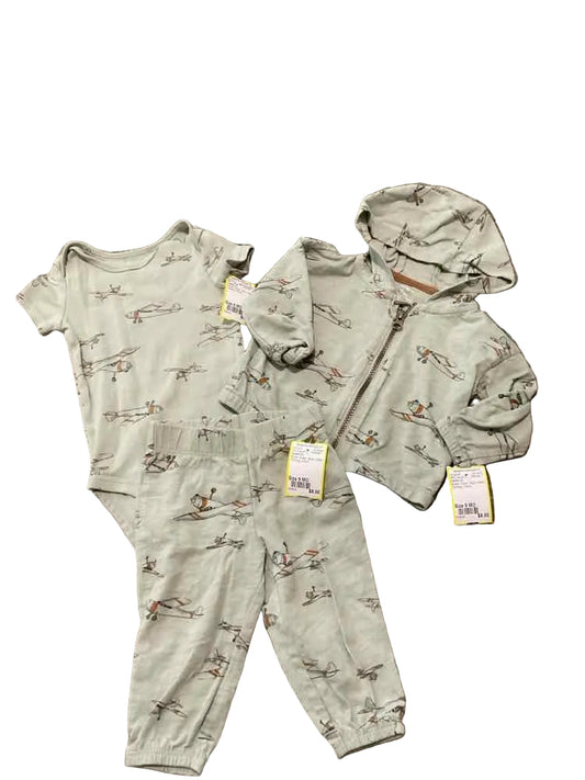 Carters (C) Brown Green Infant Size 9 MO Boy's 3PC Casual
