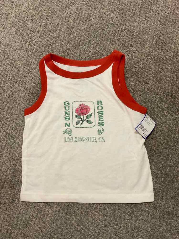 D Brand White Red Youth Size Medium Girl's TankTop