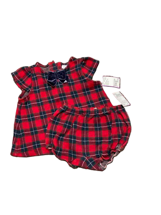 Janie and Jack (A) Red Plaid Infant Size 12-18 MO Girl's 2PC Casual
