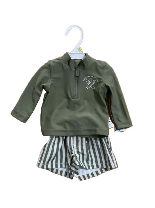 Carters (C) White Green Infant Size 3 MO Boy's 2PCSwimwear