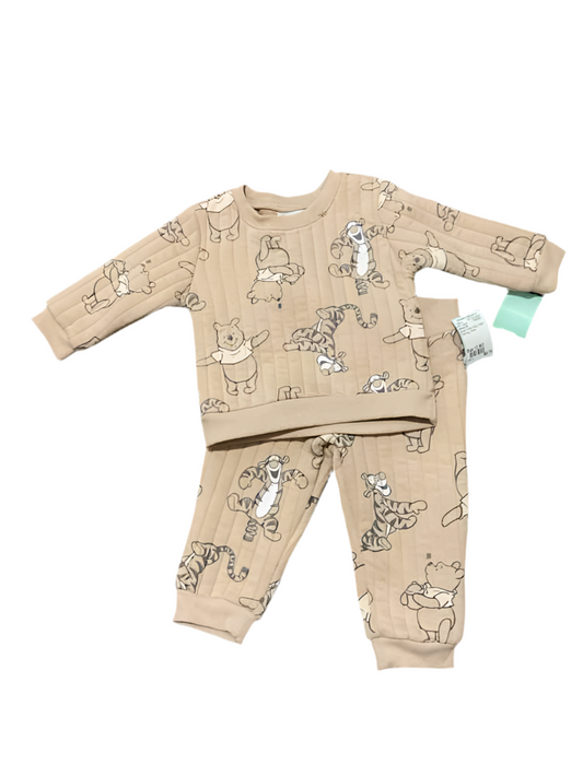 Disney (B) Brown White Infant Size 12 MO Boy's 2PC Casual