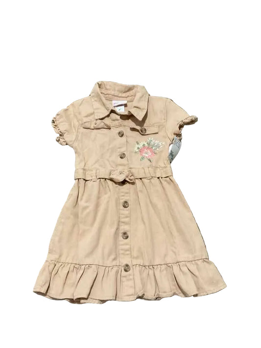 Little Lass (D) Tan Toddler Size 4T Girl's CasualDress