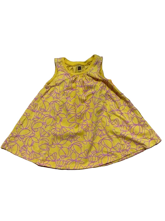 Tea Collection (A) Yellow Pink Infant Size 12 MO Girl's CasualDress