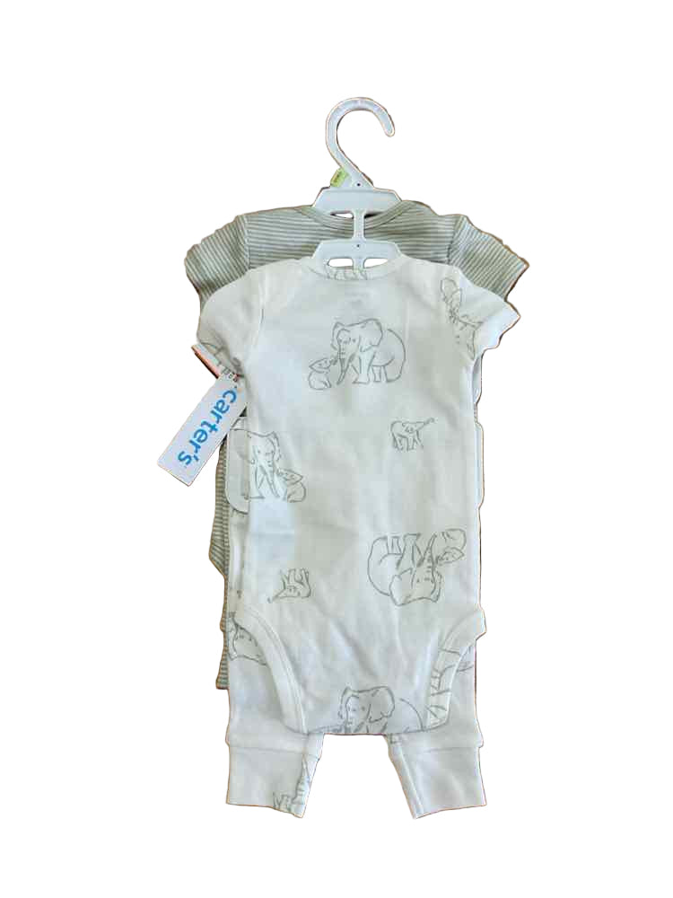 Carters (C) White Green Infant Size 3 MO Girl's 3PC Casual