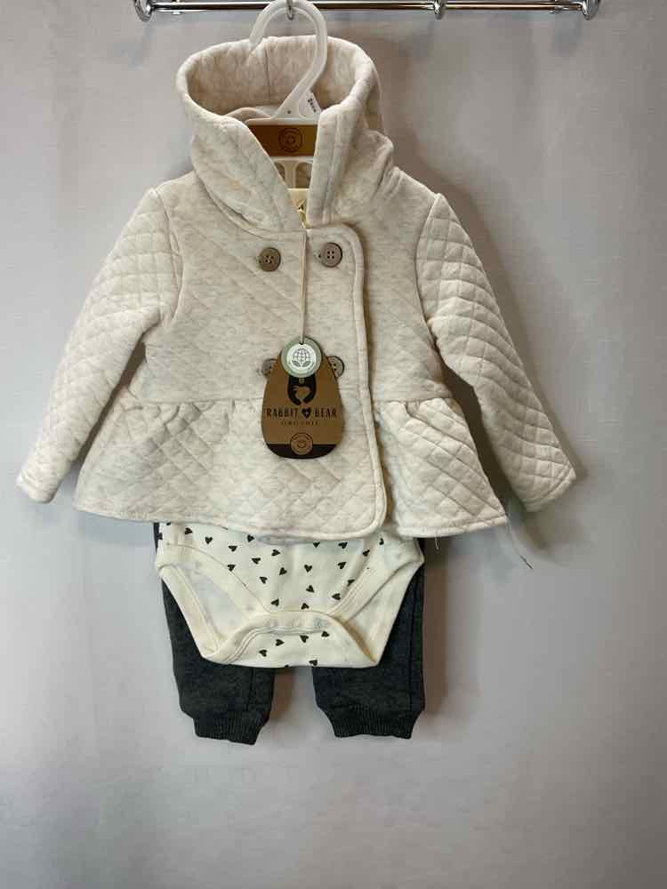 Rabbit + Bear (D) Cream Infant Size 6-9 MO 3PC Casual