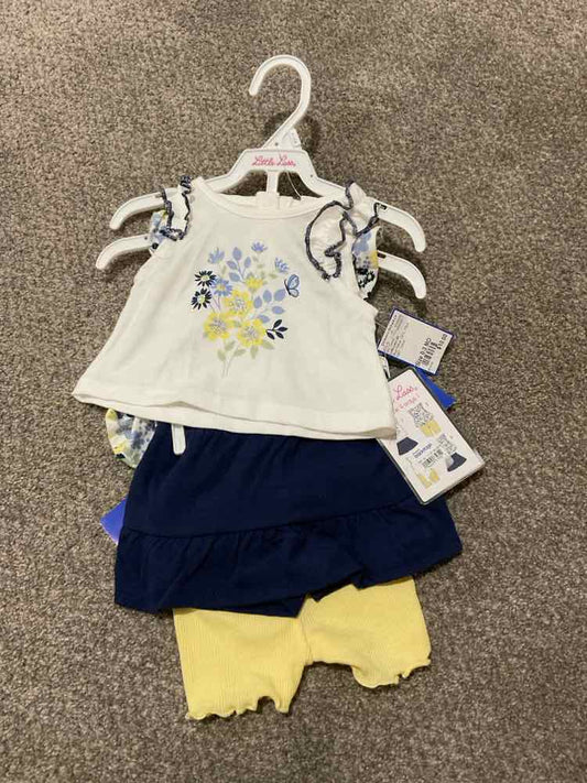 Little Lass (D) Blue Yellow Infant Size 0-3 MO Girl's 3PC Casual