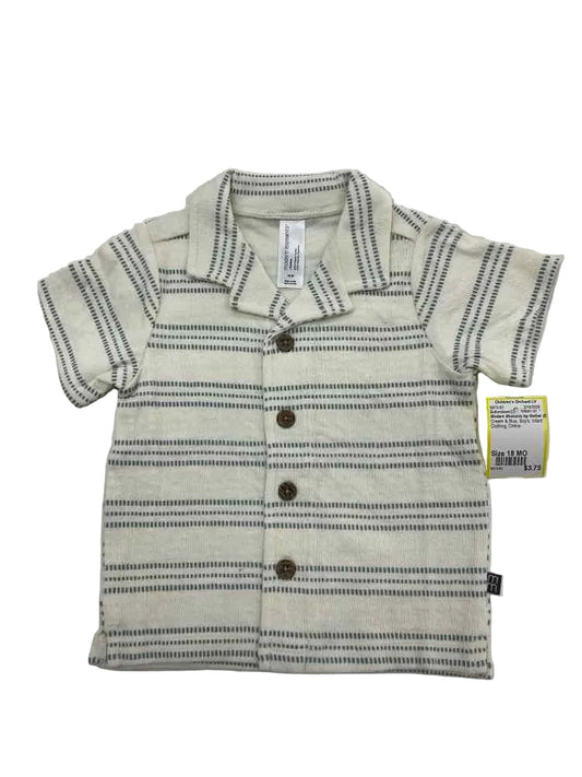 Modern Moments by Gerber (D) Cream & Blue Infant Size 18 MO Boy's ButtondownSS