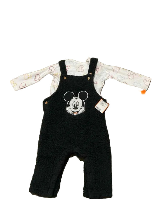 Disney Babies (C) White Black Infant Size 12 MO Boy's 2PC Overall Pant