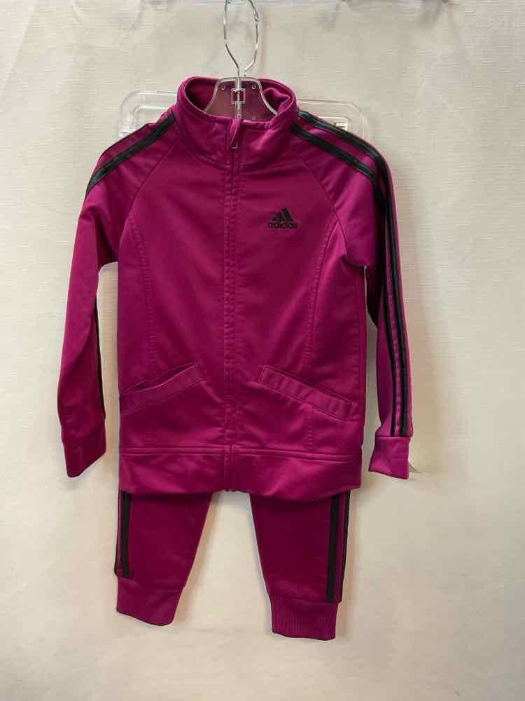 Adidas (B) Black Pink Toddler Size 4 2PCAthleticPantSuit