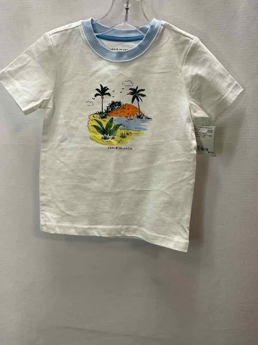 Janie and Jack (A) White Blue Toddler Size 2T SSTop