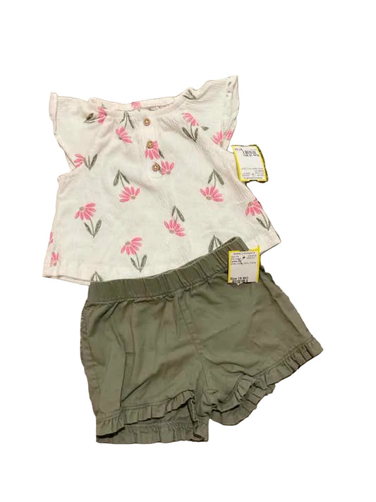Carters (C) White Green Infant Size 18 MO Girl's 2PC Casual