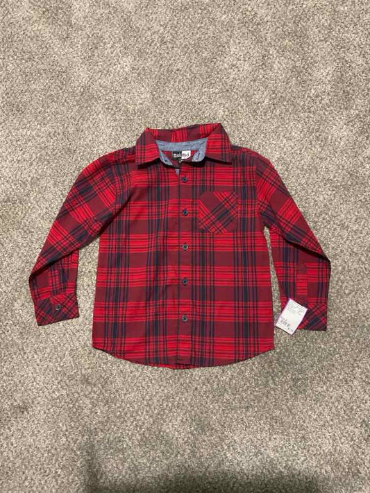Mick Mack Red Blue Toddler Size 4 Boy's ButtondownLS