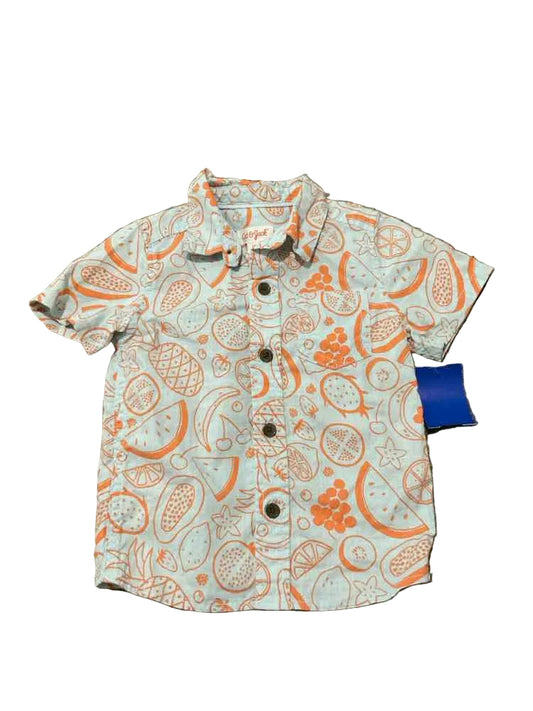 Cat and Jack (D) Orange Blue Infant Size 18 MO Boy's ButtondownSS