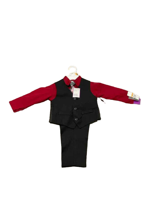 Van Huesen (C) Red Black Infant Size 12 MO Boy's 3PC Dressy