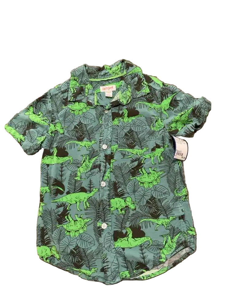 Cat and Jack (D) Dino Print Toddler Size 4-5 Boy's ButtondownSS